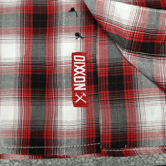 Dixxon Shirt Mens Large Red Black Plaid Hollywood IOMGIA Short Sleeve Button Up - Picture 9 of 13